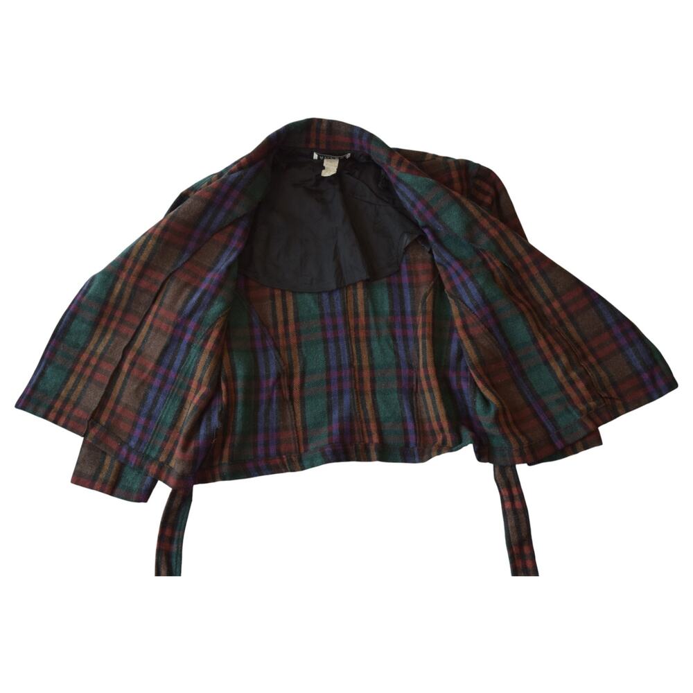 Vintage Rampage Plaid Jacket | 90s Wool Blend with Waist Tie Closure - Picture 3 of 5